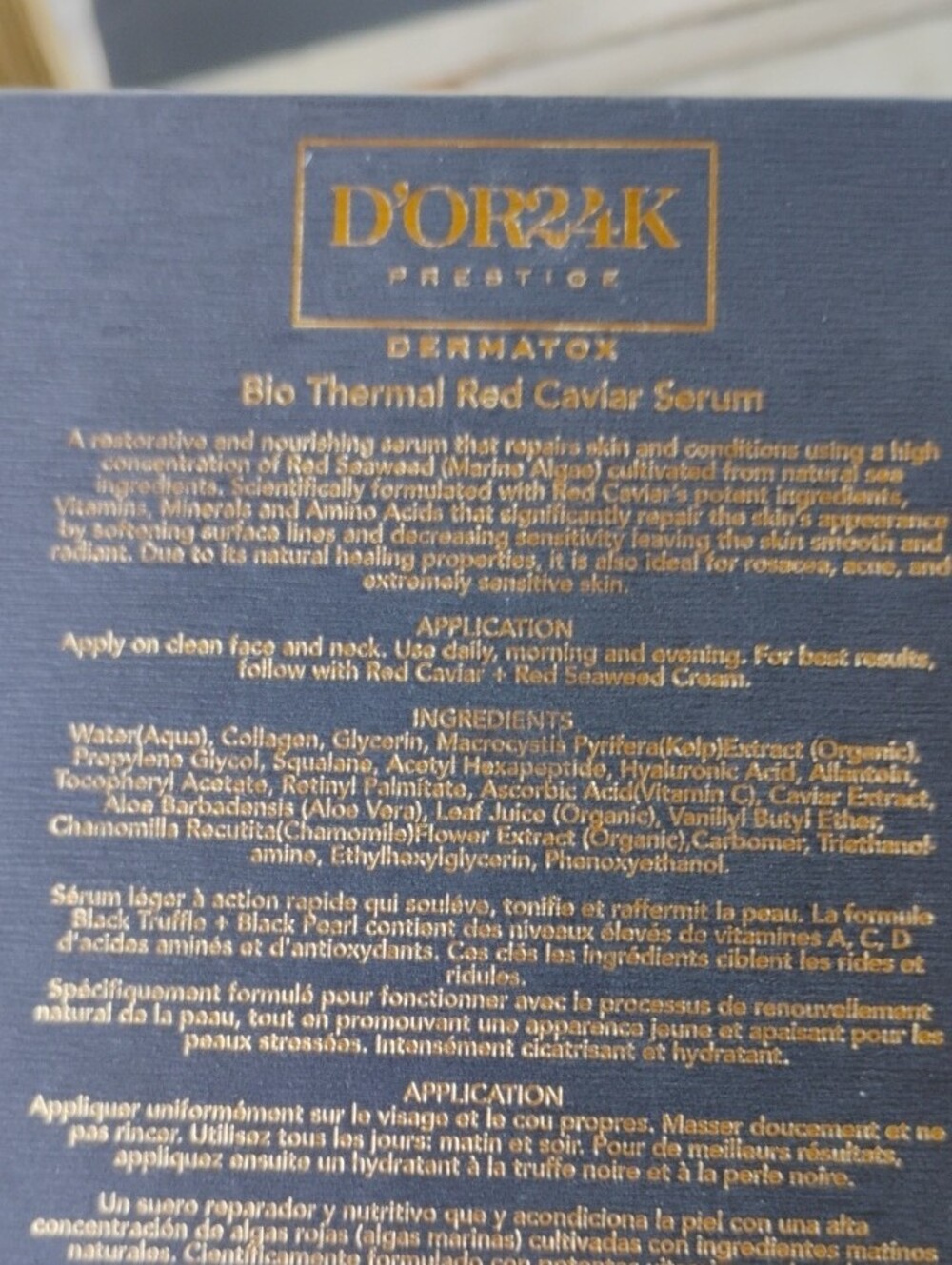 D'OR24K Prestige $2,000 Dermotox Bio Thermal Red Caviar Serum -40ml/1.35 Oz - Picture 5 of 6